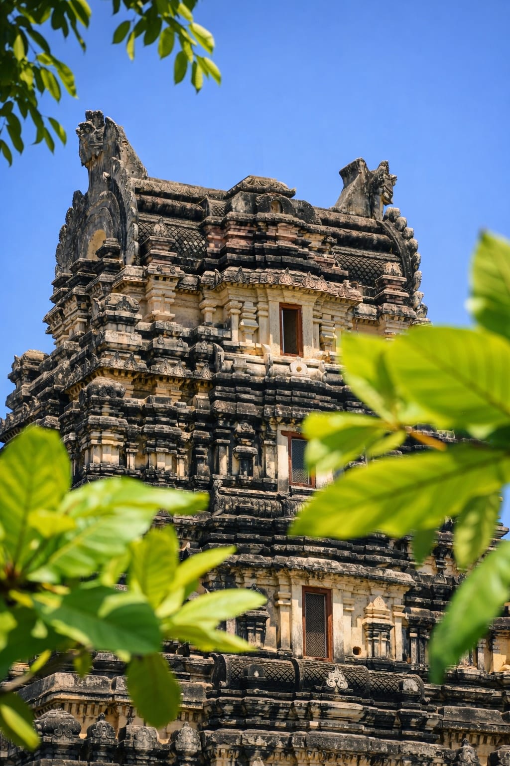 Temple architecture surrounded by greenery