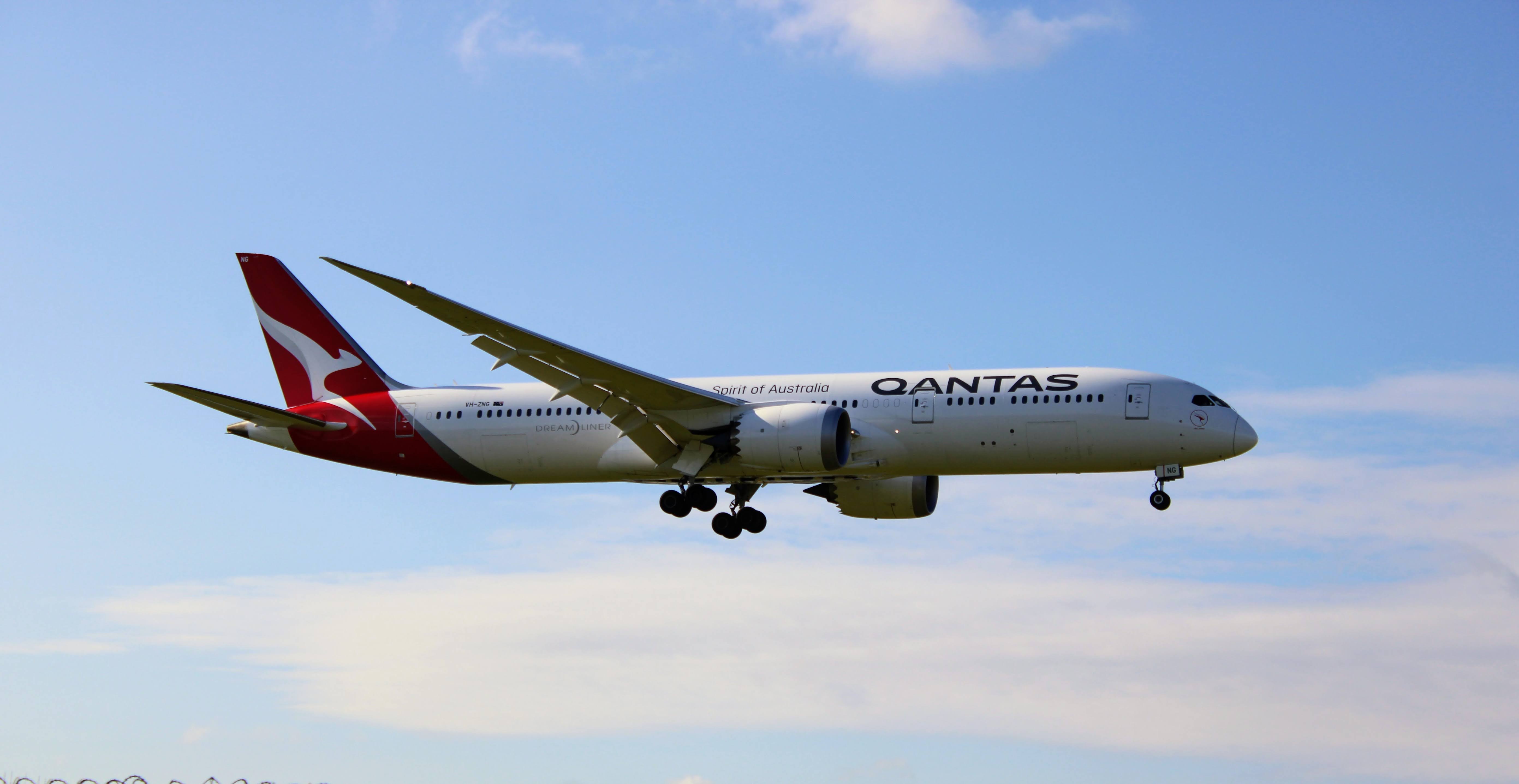 Qantas aircraft approaching for landing